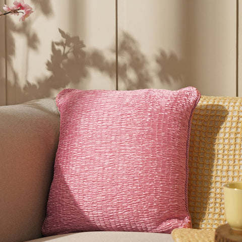 Dark Pink Smocked Cushion Cover
