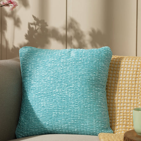 Blue Smocked Cushion Cover