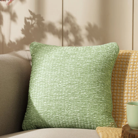 Green Smocked Cushion Cover