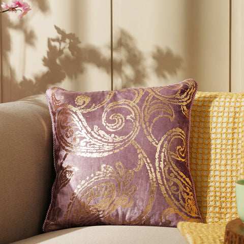 Purple Foil Print Cushion Cover