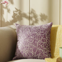 Purple Zari Embroidered Cushion Cover