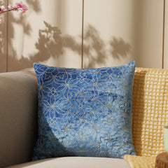 Blue Embroidered Cushion Cover With Beads