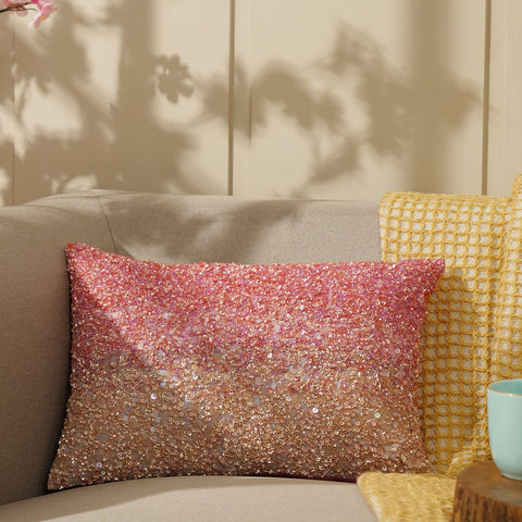 Pink And Cream Ombre Shimmer Cushion Cover