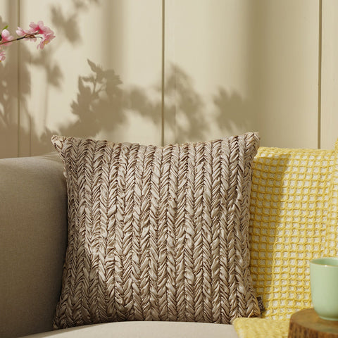 Beige Chevron Textured Cushion Cover