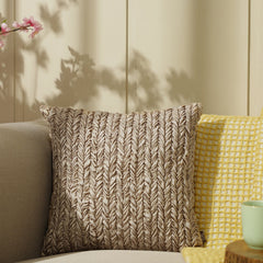 Beige Chevron Textured Cushion Cover