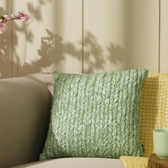 Green Chevron Textured Cushion Cover