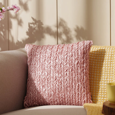 Pink Chevron Textured Cushion Cover