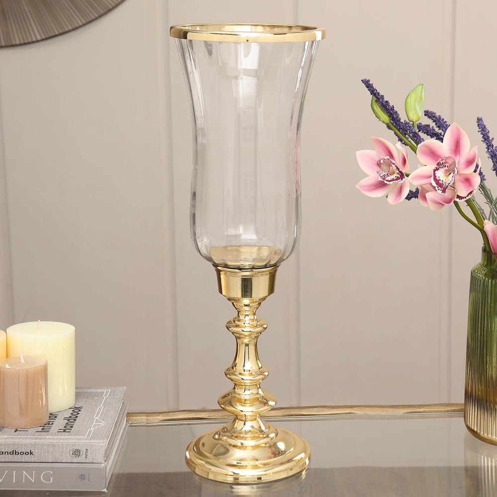 Clear Tall Glass Hurricane - Transparent