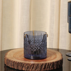 Blue Cut Glass Votive With Tea Light Hanger