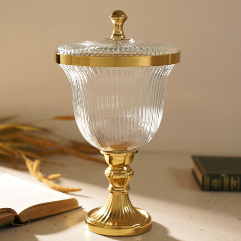 Clear Ribbed Accent Jar with Lid
