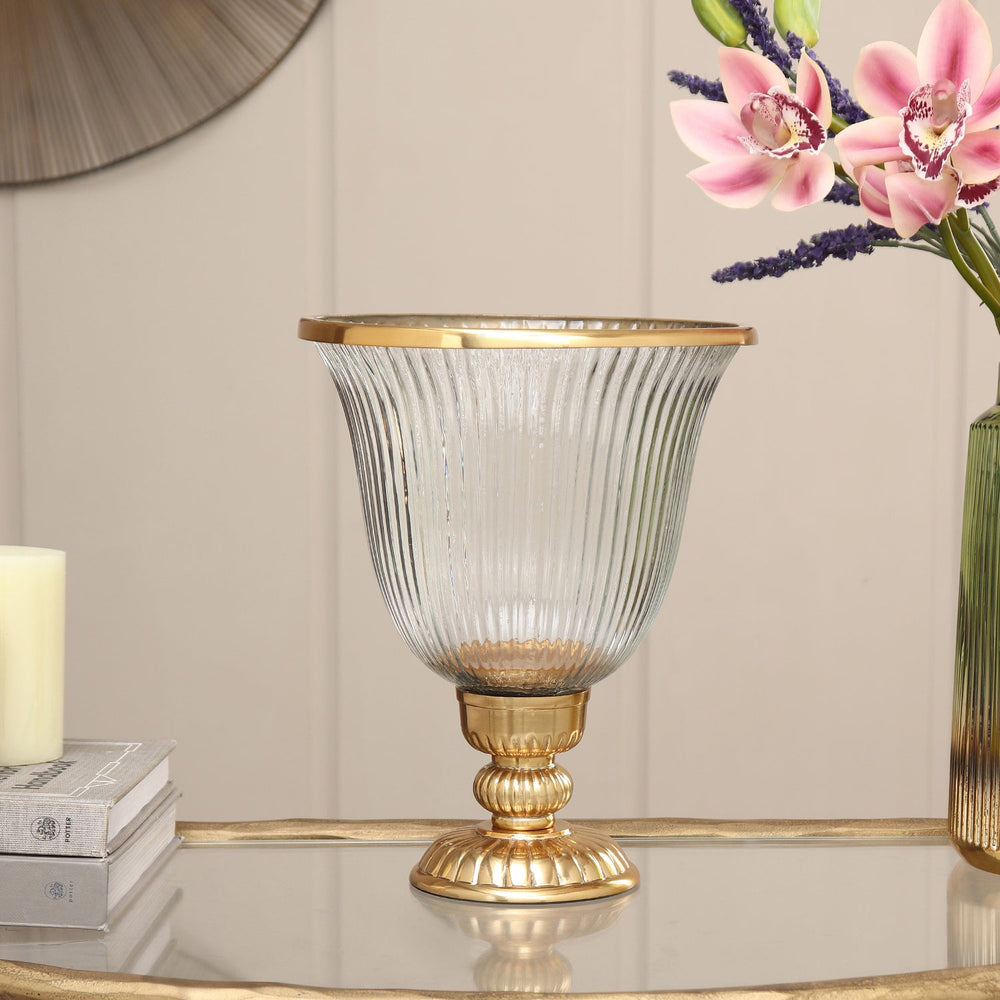 Clear Ribbed Glass Hurricane