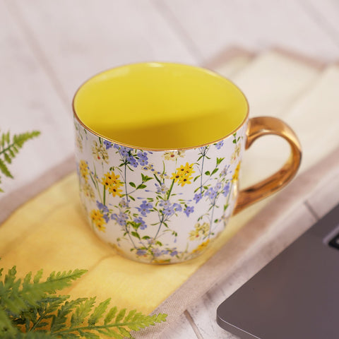 Yellow And White Botanical Pattern Senorita Coffee Mug