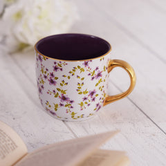 Purple And White Botanical Pattern Senorita Coffee Mug