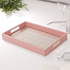 Pink Mandala Pattern Faux Leather Tray