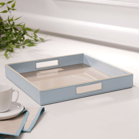 Blue Faux Leather Tray
