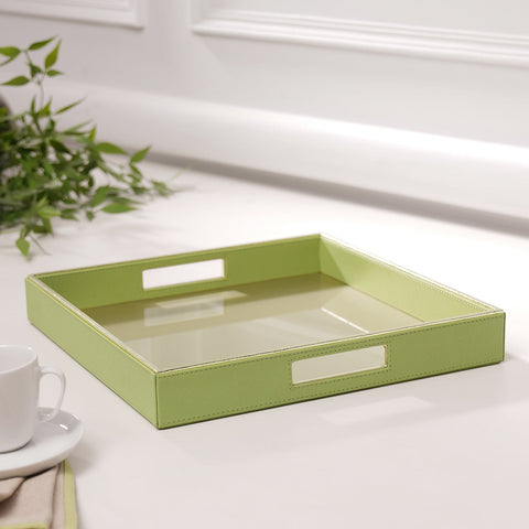 Green Faux Leather Tray