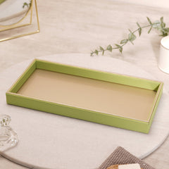 Green Faux Leather Rectangular Tray