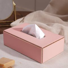 Pink Faux Leather Tissue Box Cover