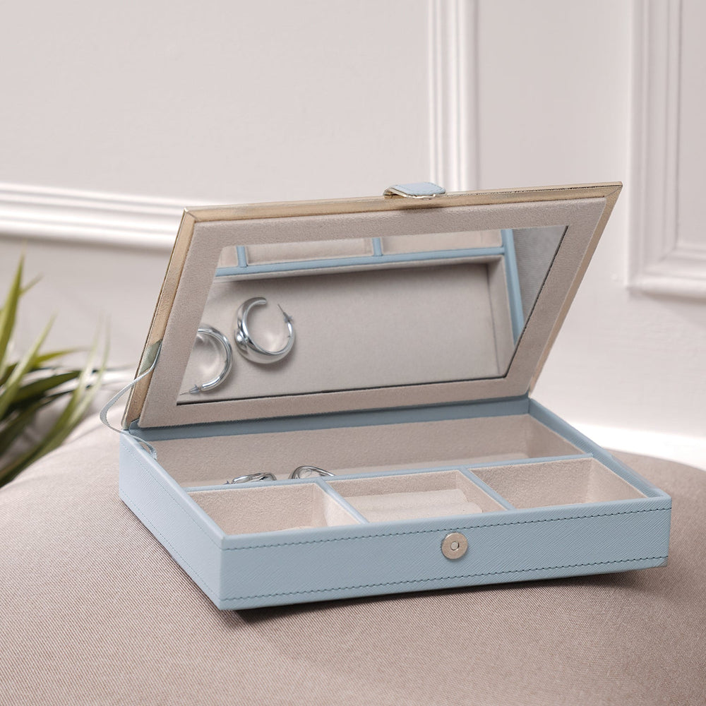 Blue Faux Leather Jewellery Box