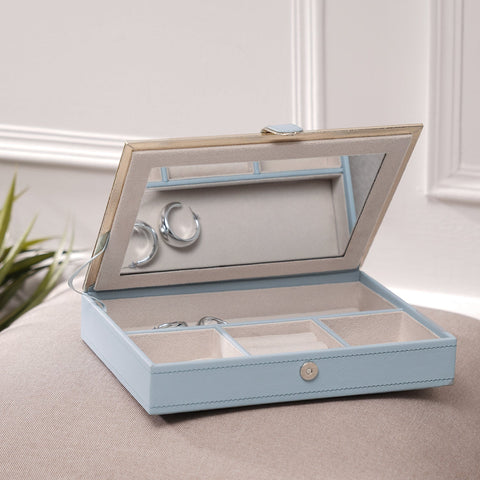 Blue Faux Leather Jewellery Box