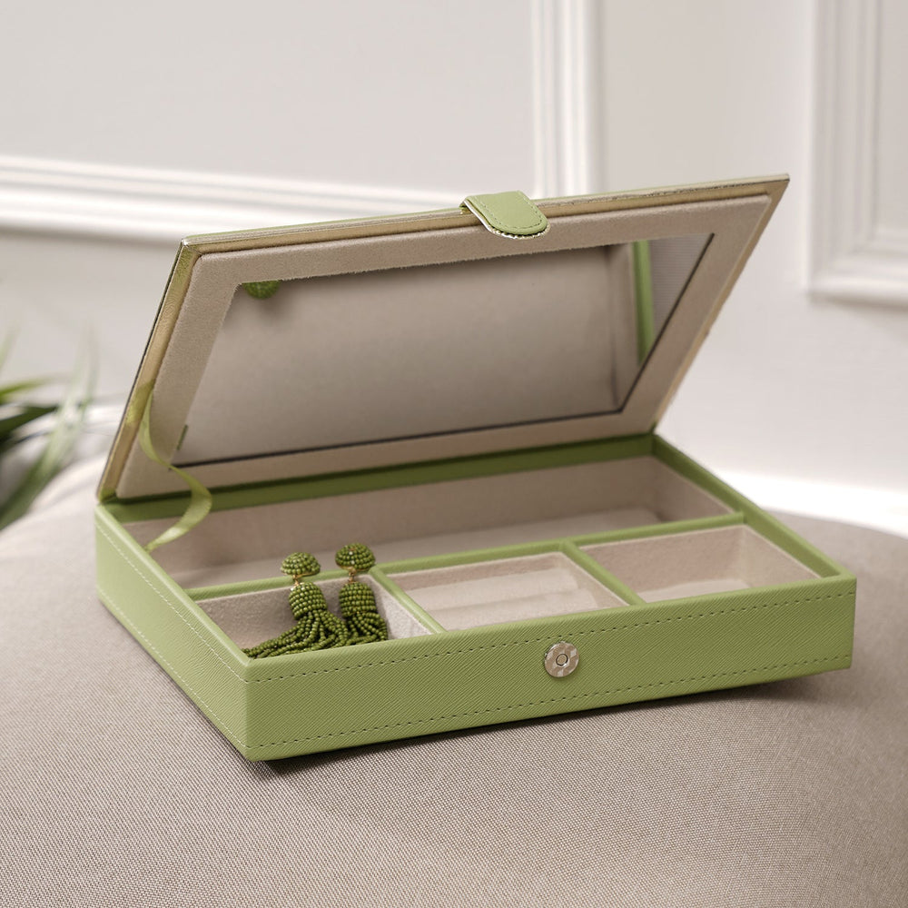 Green Faux Leather Jewellery Box