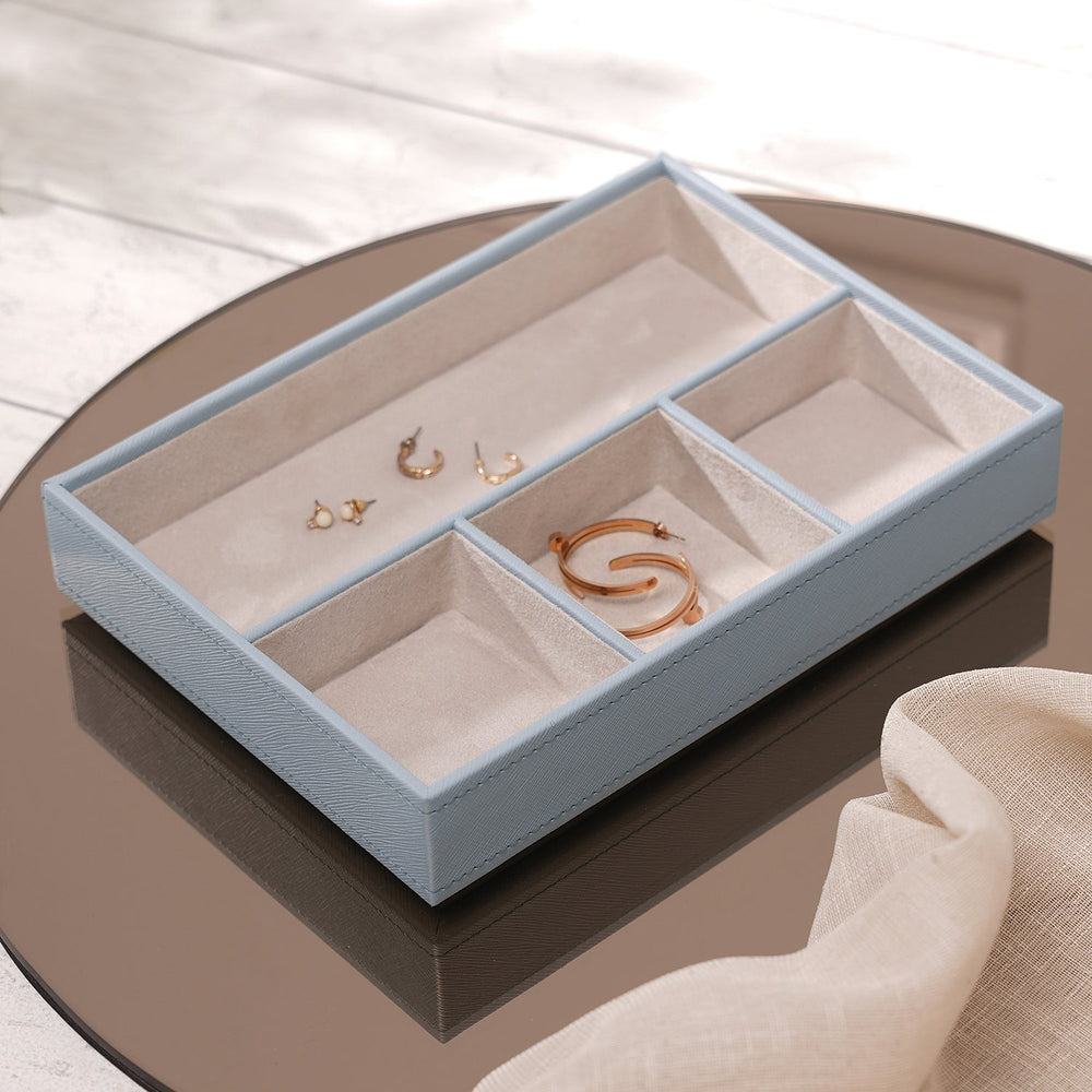 Blue Four Part Faux Leather Organizer