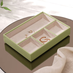 Green Four Part Faux Leather Organizer