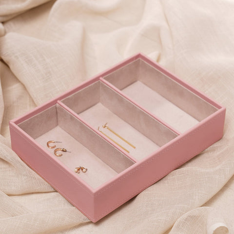 Pink Three Part Faux Leather Organizer