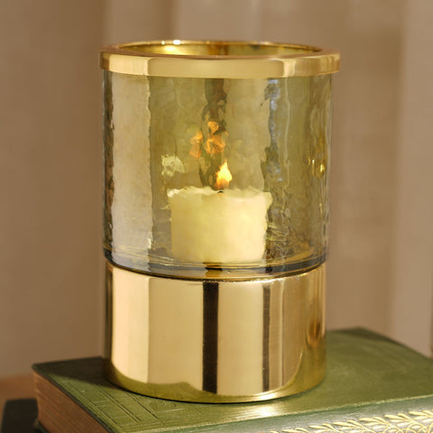 Green Hammered Glass Votive with Base