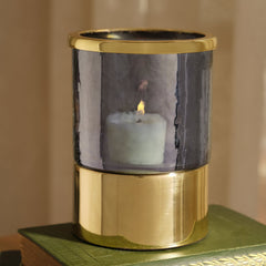 Blue Hammered Glass Votive with Base