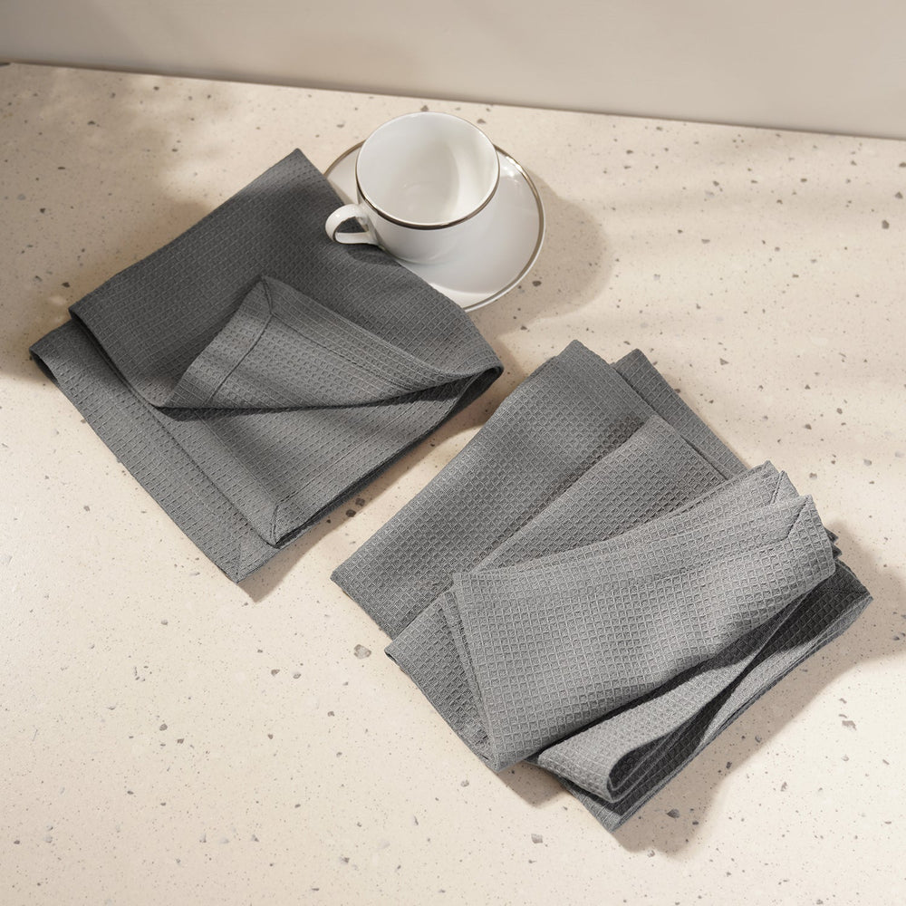 Set of 4 Grey Cotton Table Napkins