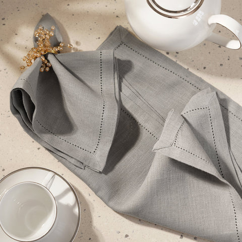 Set of 4 Grey Linen Table Napkins