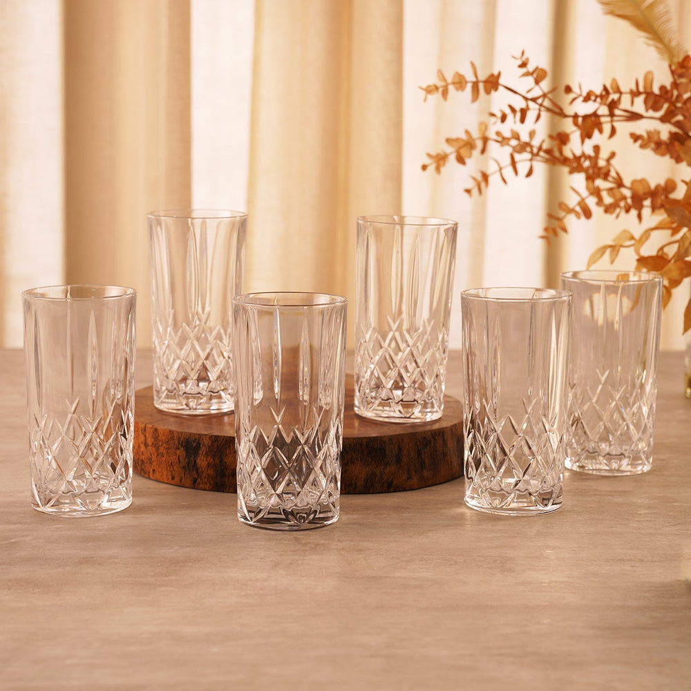 Set of 6 Clear Straight Highball Glasses