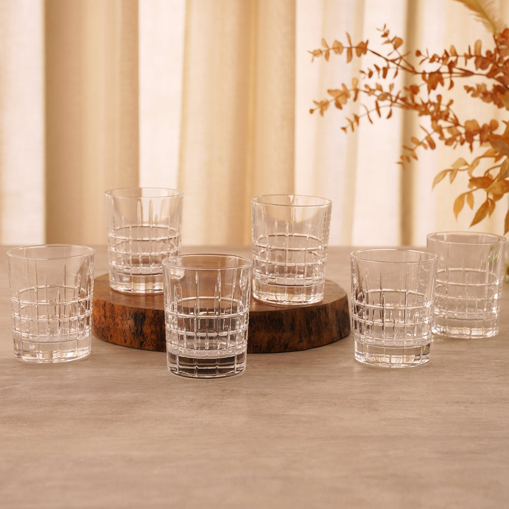 Set of 6 Clear Cut Whiskey Glasses