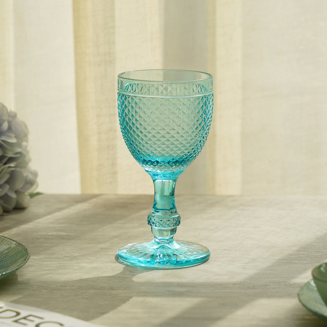 Shop Set Of 6 Blue Dotted Textured Wine Glasses - at Best Price Online in  India
