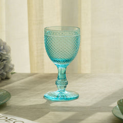 Set Of 6 Blue Dotted Textured Wine Glasses