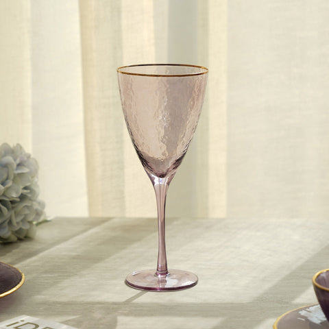 Set Of 4 Purple Hammered Wine Glasses