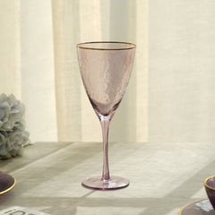 Set Of 4 Purple Hammered Wine Glasses