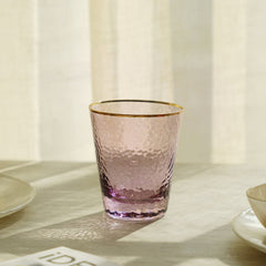Set Of 4 Purple Hammered Glass Tumblers