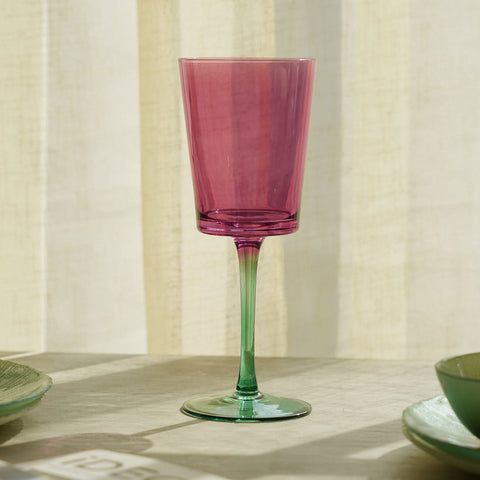 Set Of 4 Pink And Green Ombre Wine Glasses