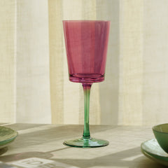 Set Of 4 Pink And Green Ombre Wine Glasses
