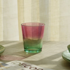 Set Of 4 Pink And Green Ombre Glass Tumblers