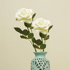 Set Of 2 White Rose Faux Flower Stems