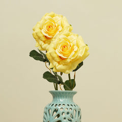Set Of 2 Yellow Rose Faux Flower Stems