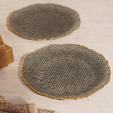 Set of 2 Grey Fizz Textured Dessert Plates