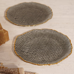 Set of 2 Grey Fizz Textured Dessert Plates