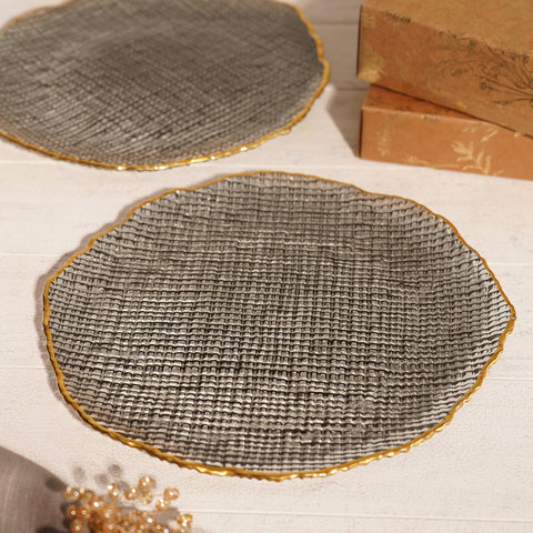 Set of 2 Grey Fizz Textured Dinner Plates