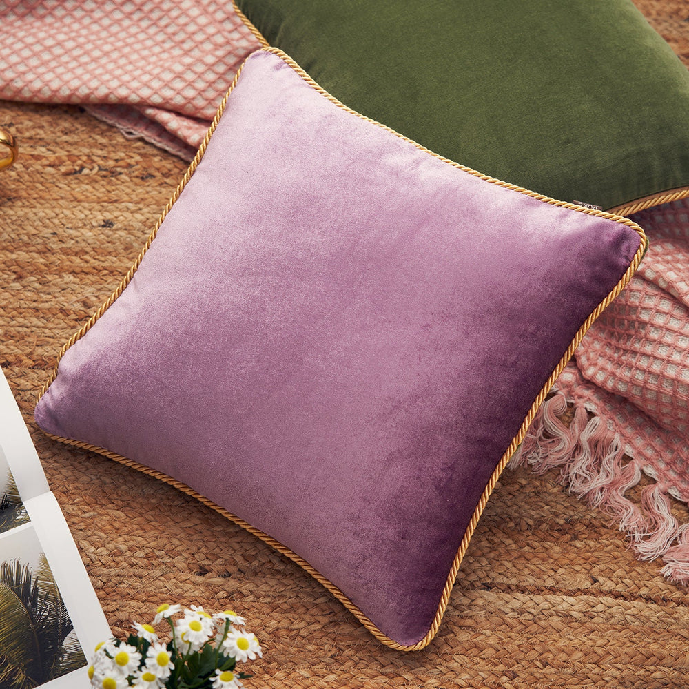 Green and Purple Reversible Velvet Square Cushion Cover