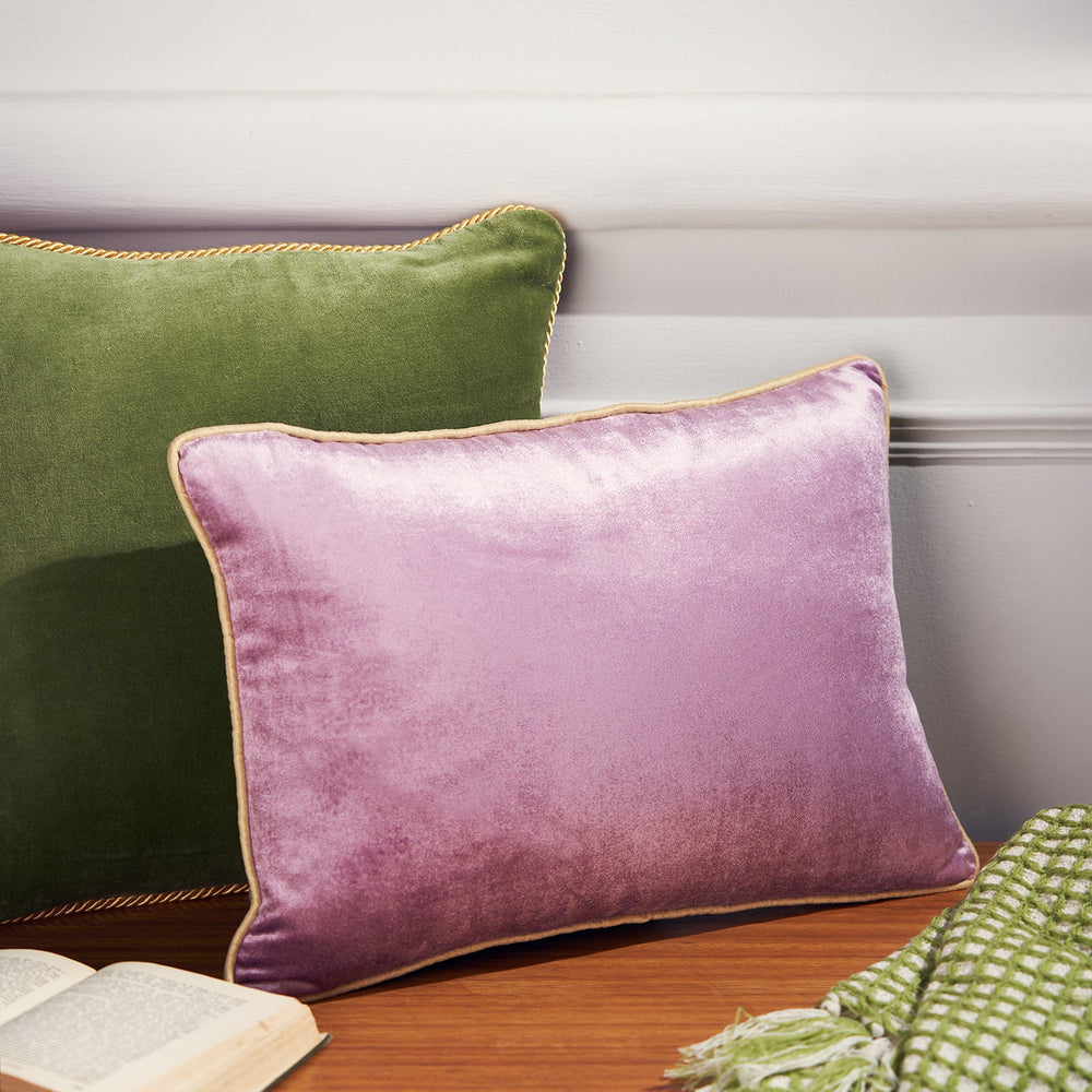 Green and Purple Reversible Velvet Rectangle Cushion Cover