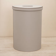 Beige Faux Leather Laundry Bin